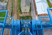 Vue sur le bâtiment d'extraction